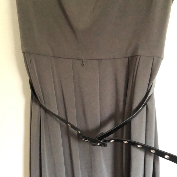 CALVIN KLEIN DRESS, army green color with black belt, goddess style draped neck - Picture 5 of 10